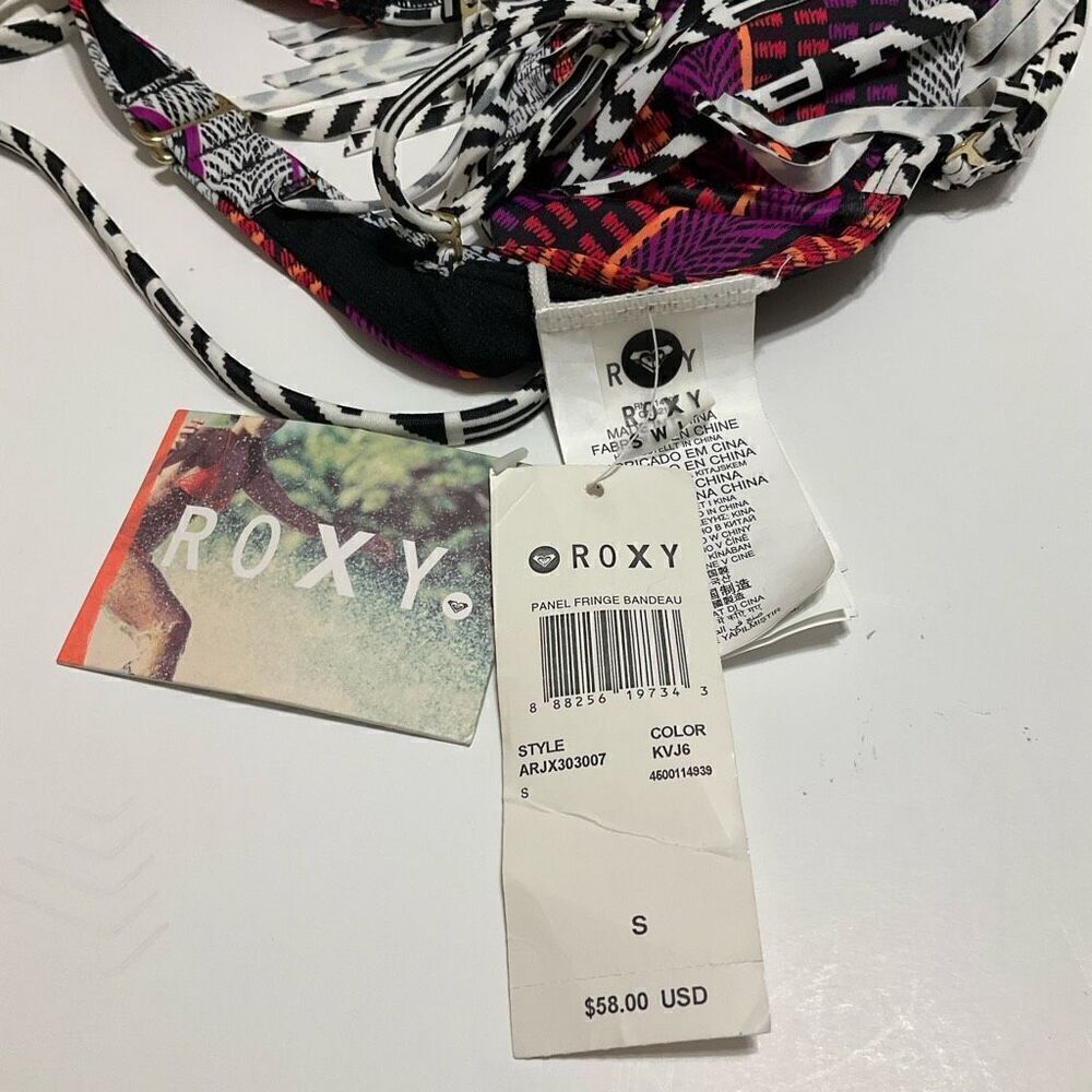 Roxy NWT Aztec Fringe Bandeau Bikini Top, S - Picture 10 of 16